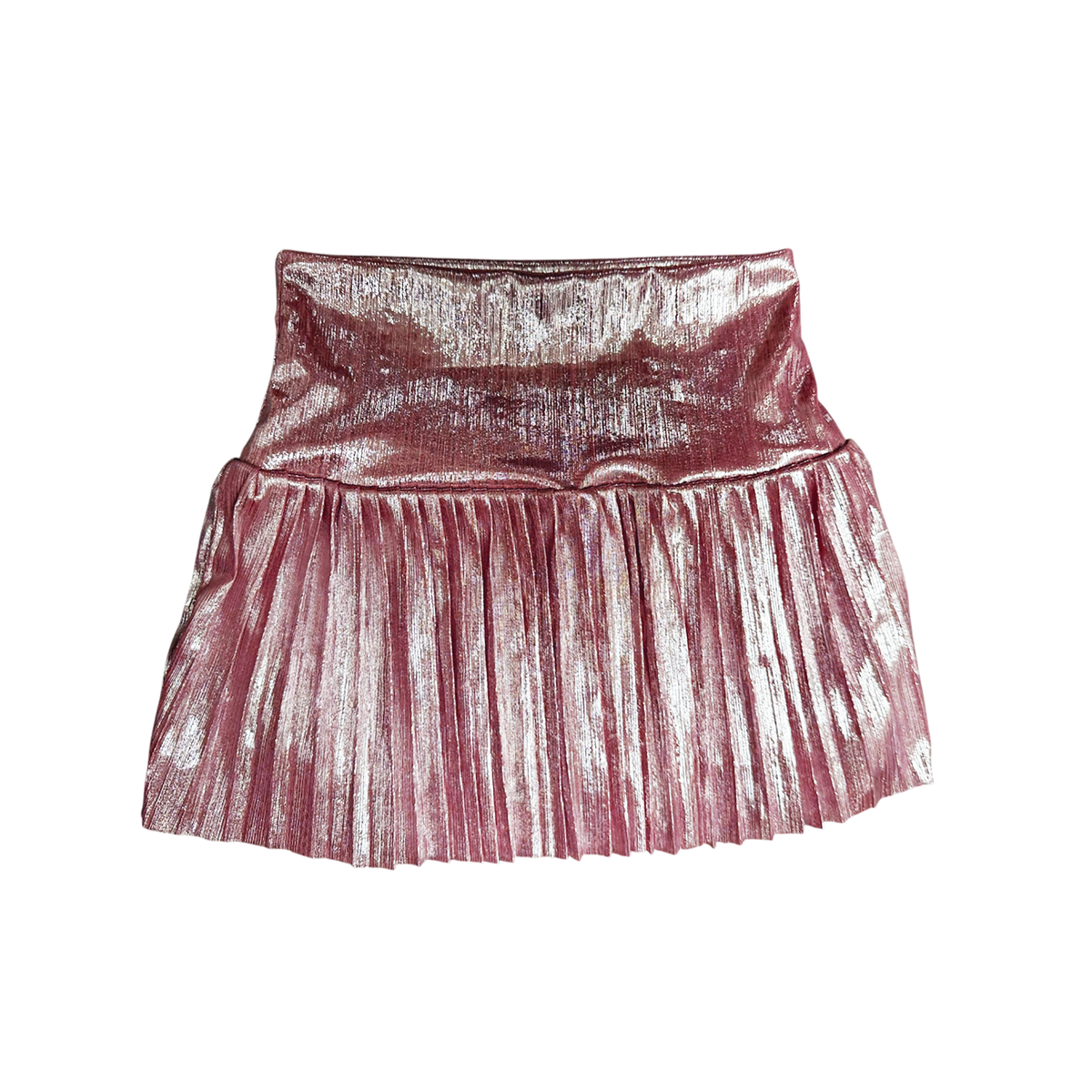 Tweenstyle Metallic Drop Waist Pleated Skirt - Pink