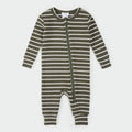 Petit Lem Sleeper Knit Dark Green Stripes w/ Zipper