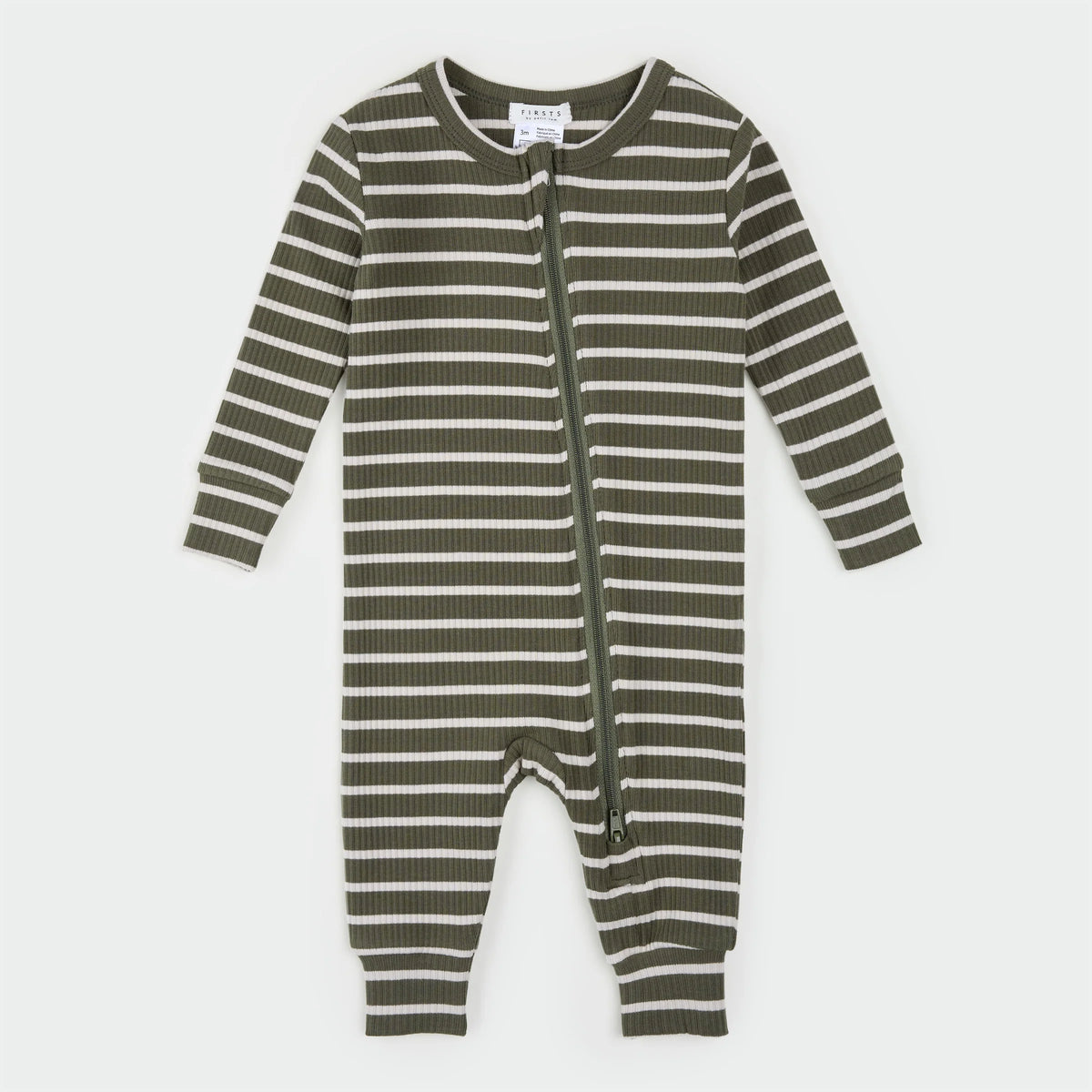 Petit Lem Sleeper Knit Dark Green Stripes w/ Zipper