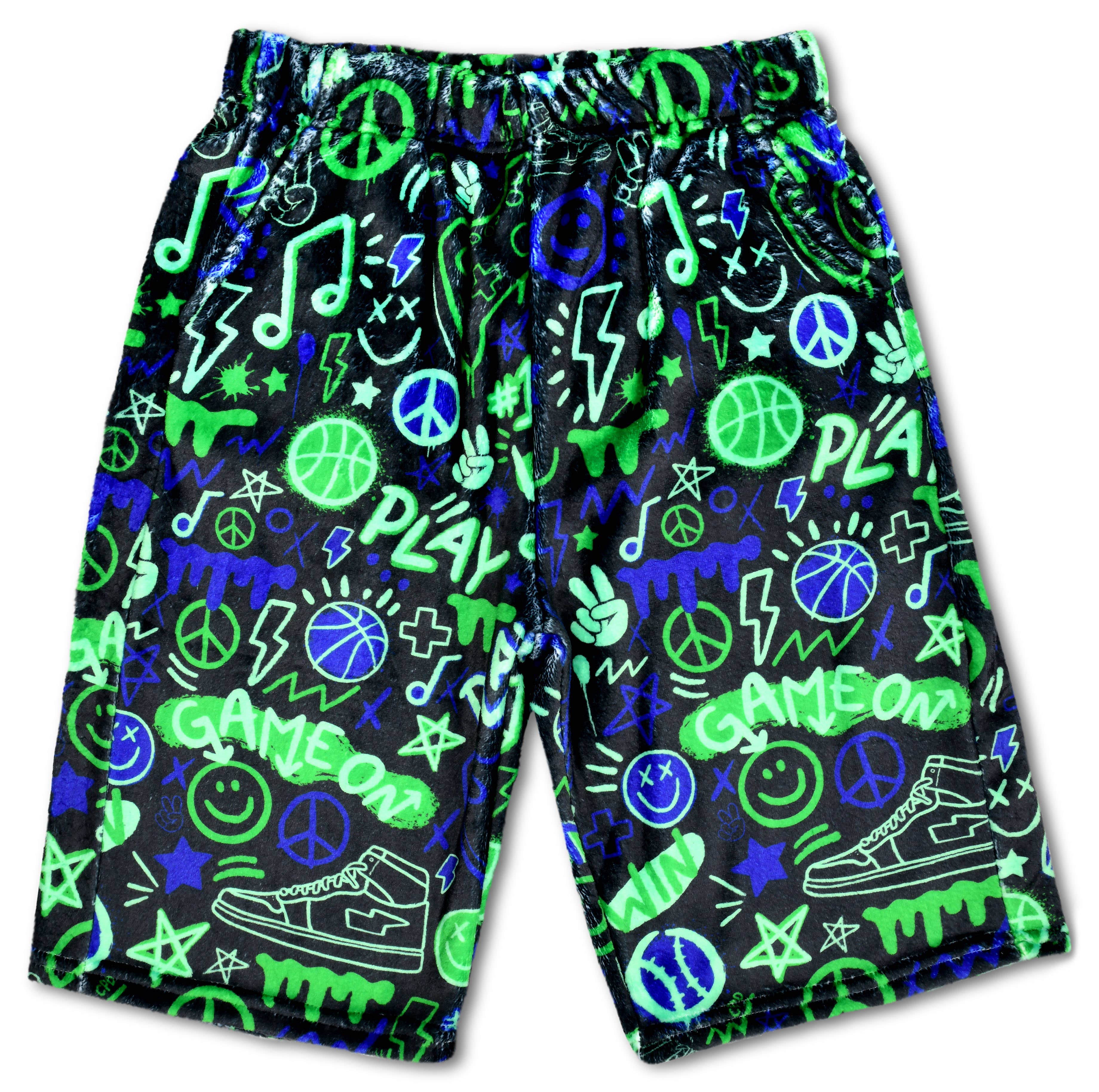 COREY PAIGE GRAFFITI GAMER PLUSH BOARD SHORTS (X-SMALL 4-6)