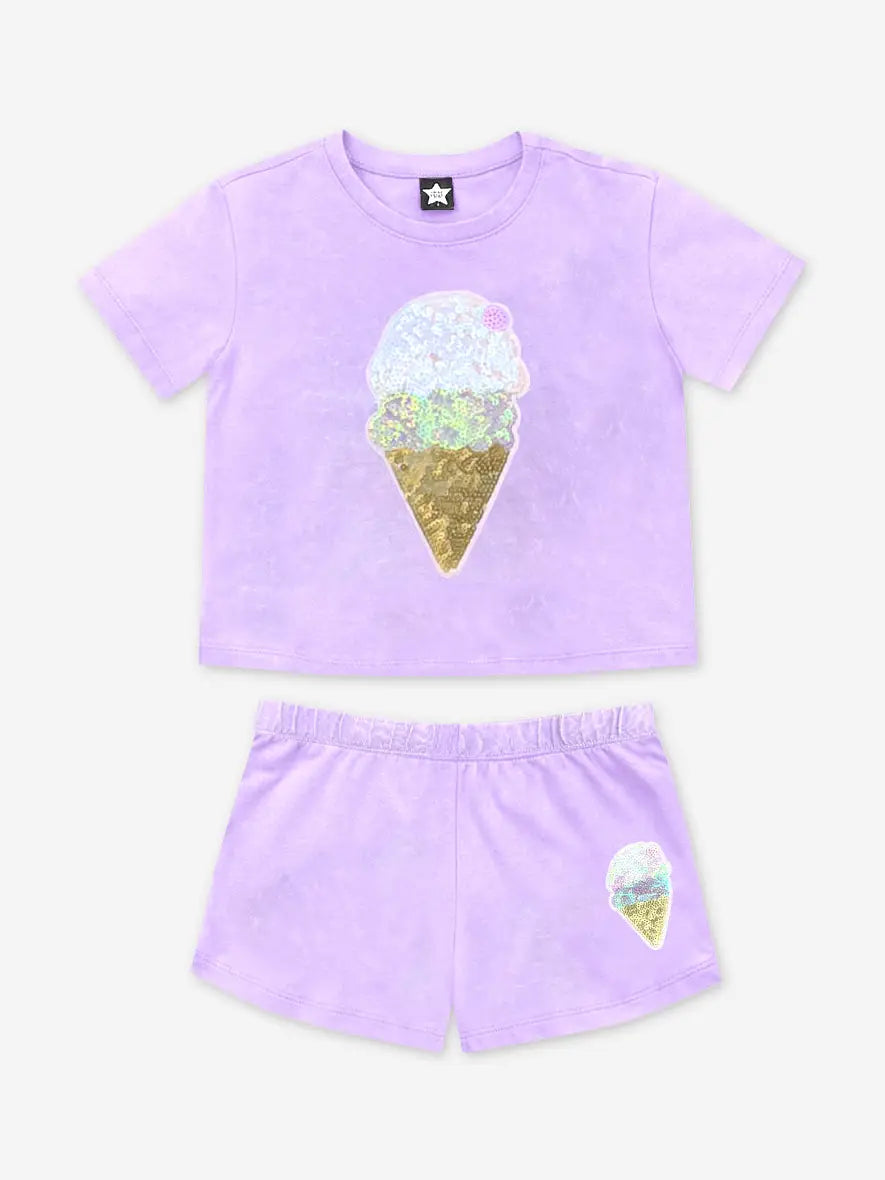 Pixie Lane Tee & Sequin Ice cream Short Set