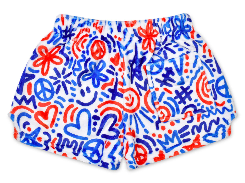 Corey Paige Red White & Blue Plush Shorts (Youth Lg (14))