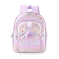 OMG Accessories Metallic Floral Print Quilted Large Backpack with Charm