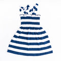 Shade CrittersNavy Stripe Girls Terry Smocked Tie Top Dress