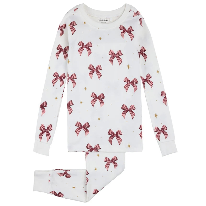 Petit Lem Holiday Bows L/S Pajama Set