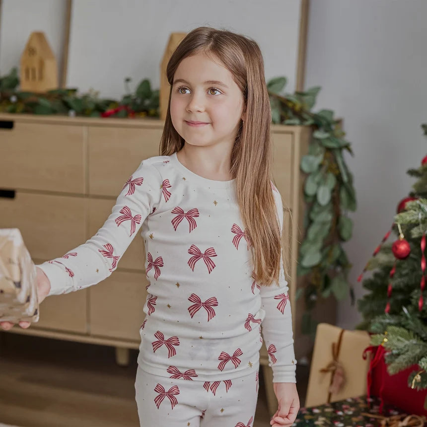 Petit Lem Holiday Bows L/S Pajama Set