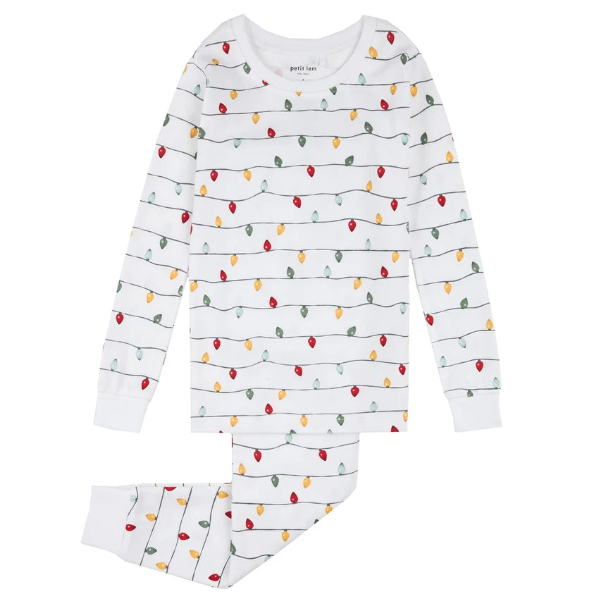 Petit Lem Holiday Lights PJ Set