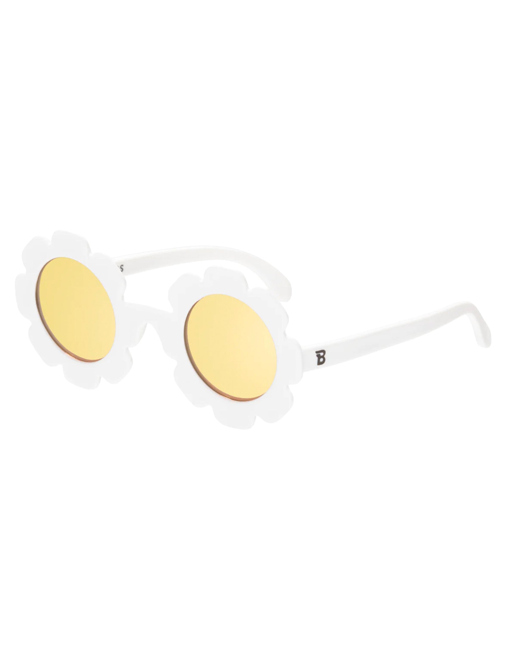 Daisy White Flower Polarized Sunglasses with Gold Lenses