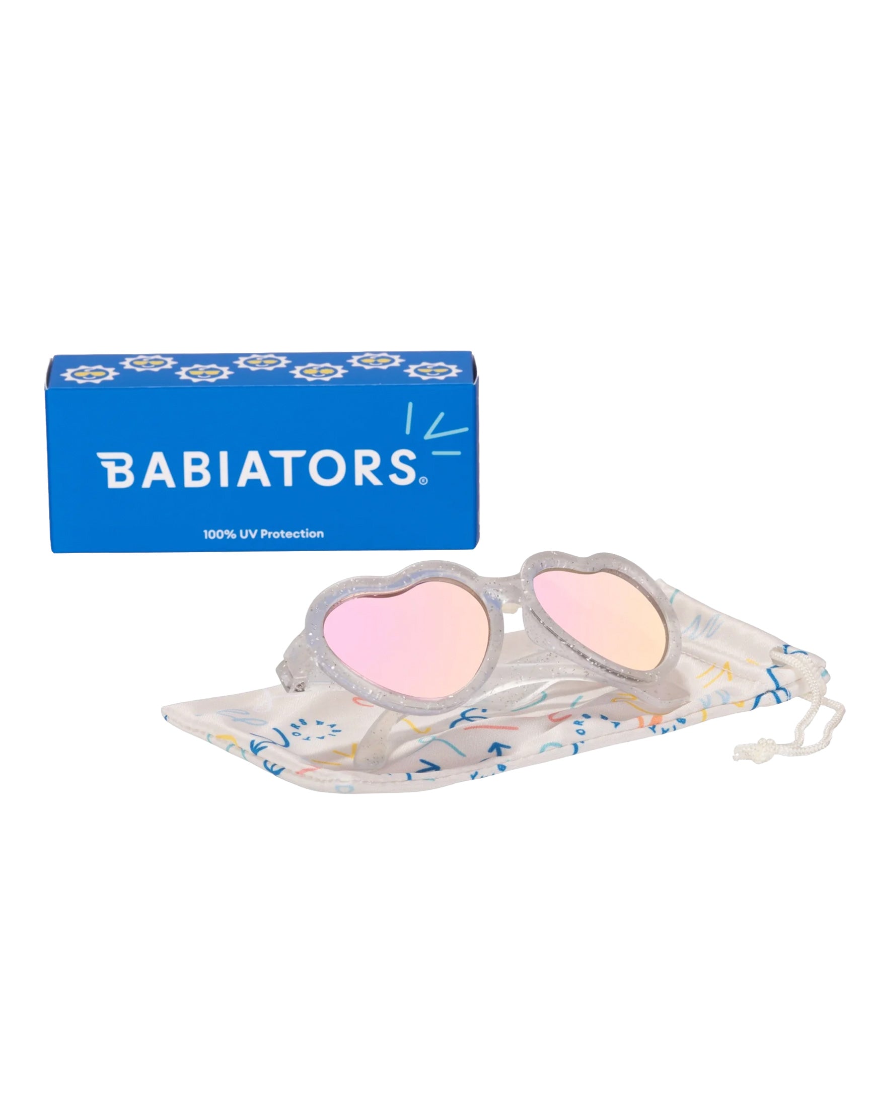 Silver Shimmer Heart | Pink Mirrored Lenses