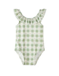 Petite Lem Green Checkered Swimsuit