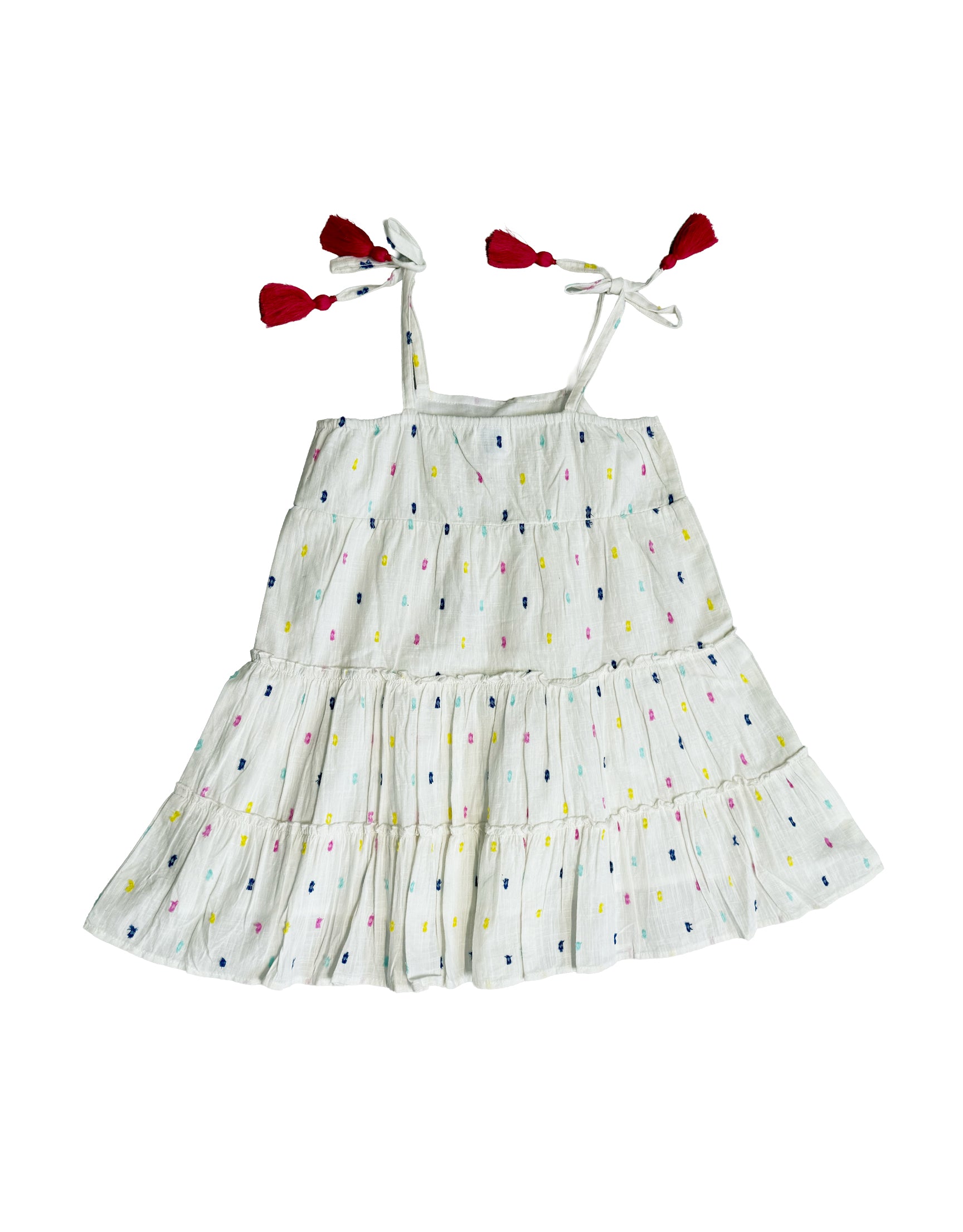 Bella Girl's Shoulder Tie Dress Confetti Swiss Dot