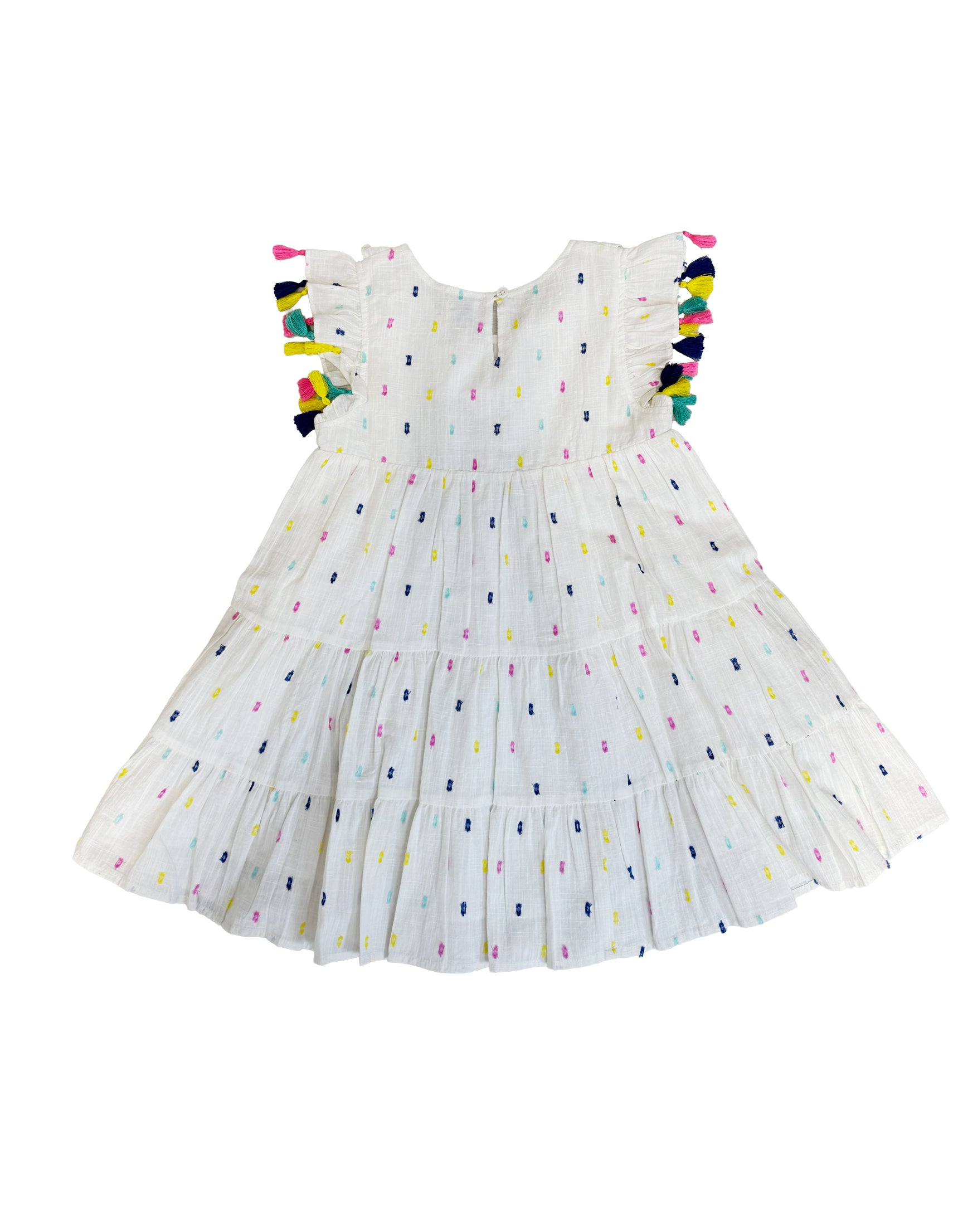 Sophie Girl's Tassel Dress Confetti Swiss Dot