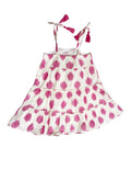 Bella Girl's Shoulder Tie Sundress White Pink Ikat