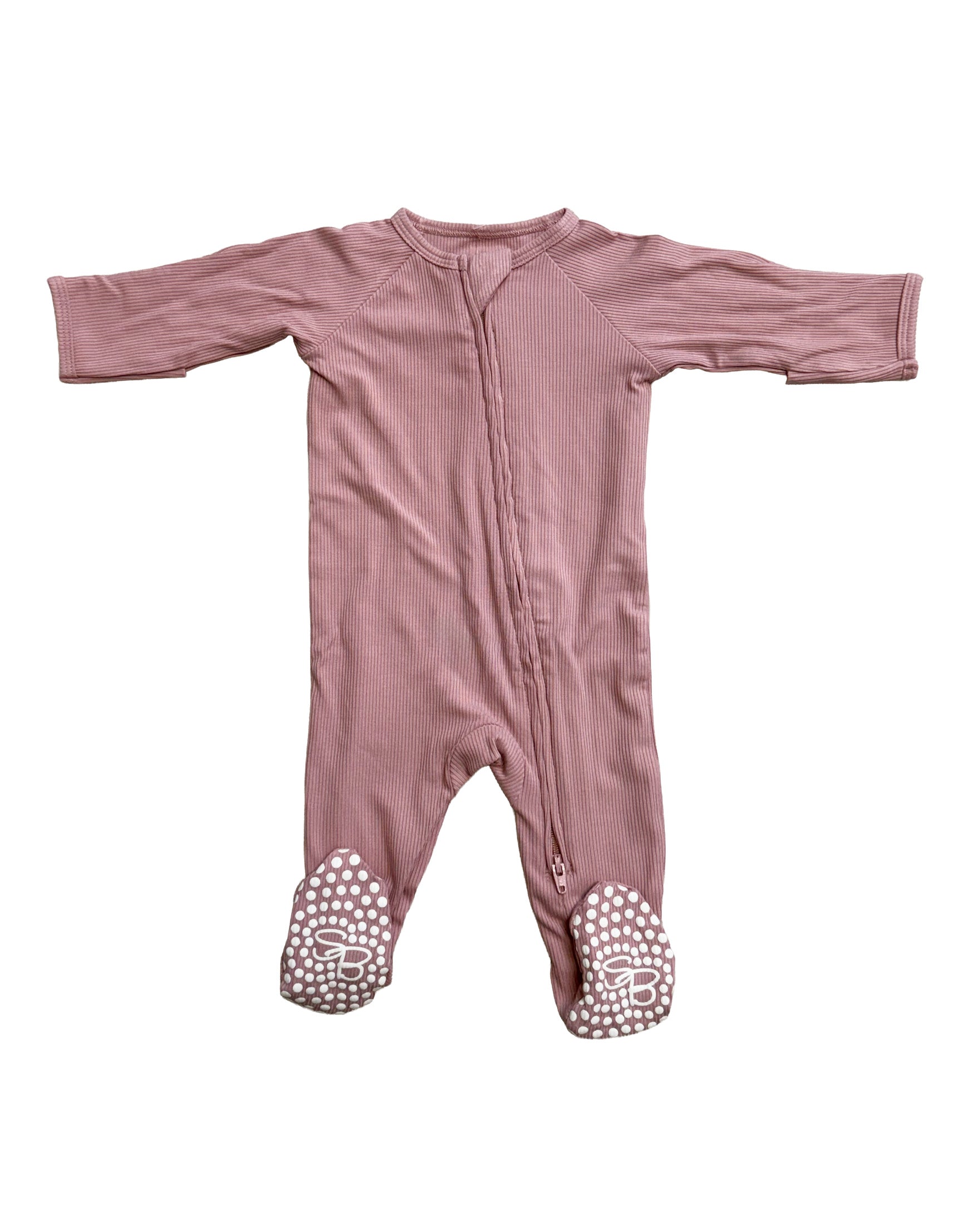 Sweet Bamboo Zipper Ribbed Footie