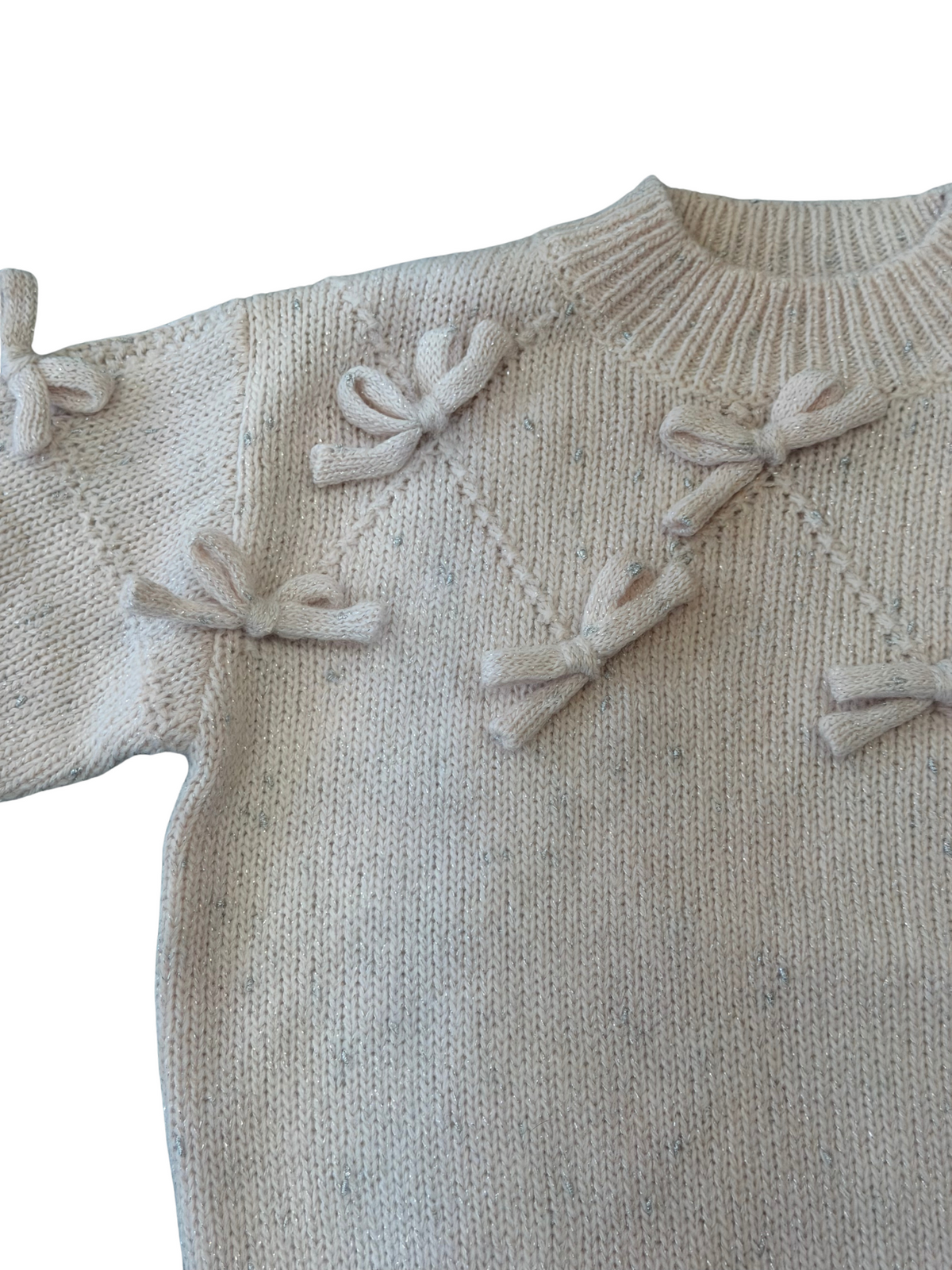 Oh Baby Diamond Cable Bows Sweater