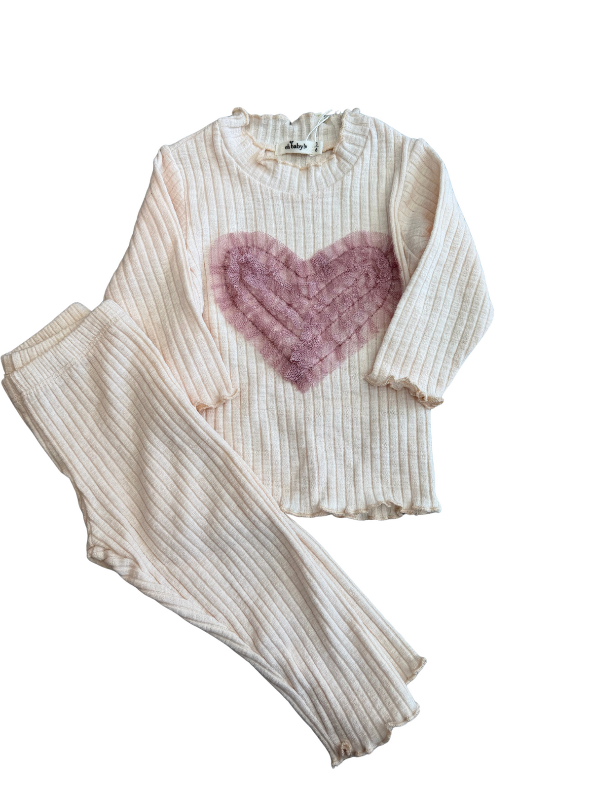 Oh Baby Ruffle Heart Mock Neck Set