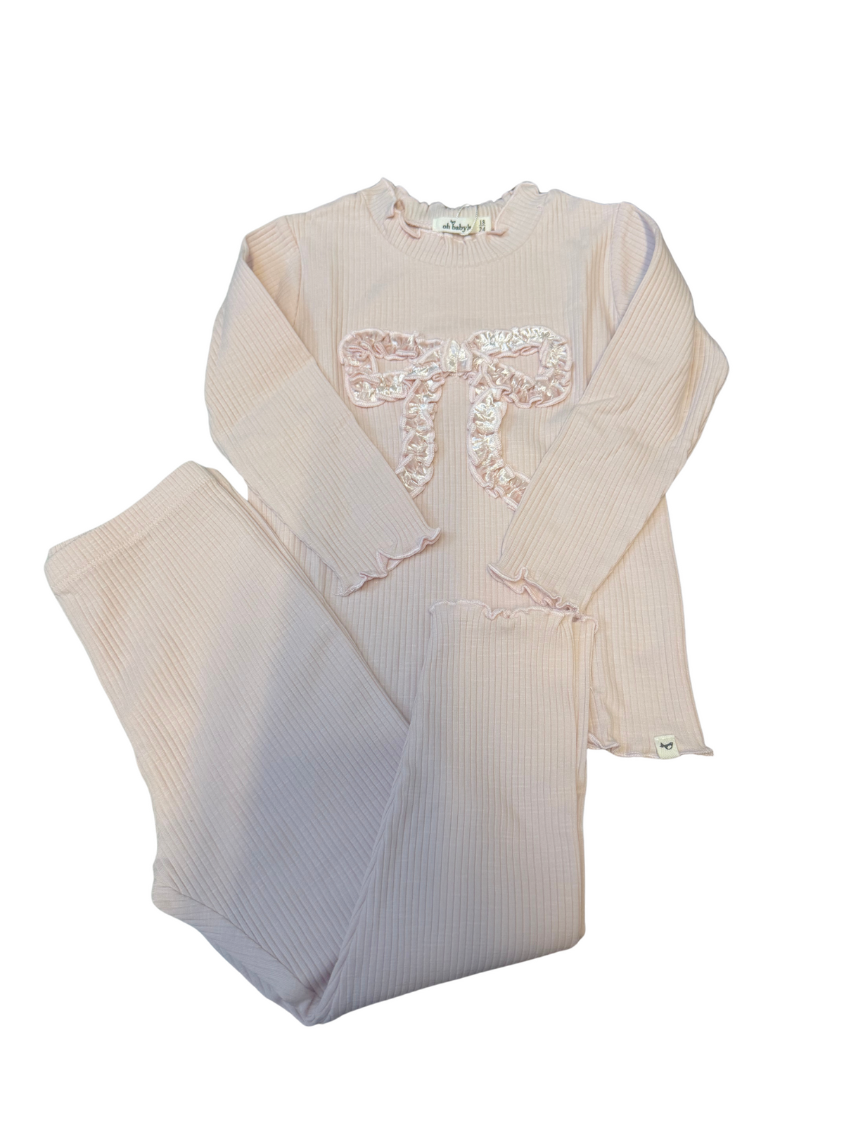 Oh Baby Velvet Ruffle Bow Mock Neck Set