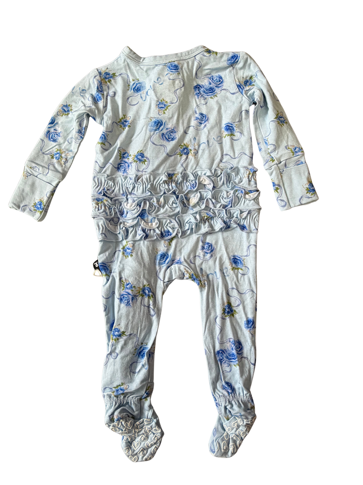 Lev Baby Mae Ruffle Footie (Blue floral)