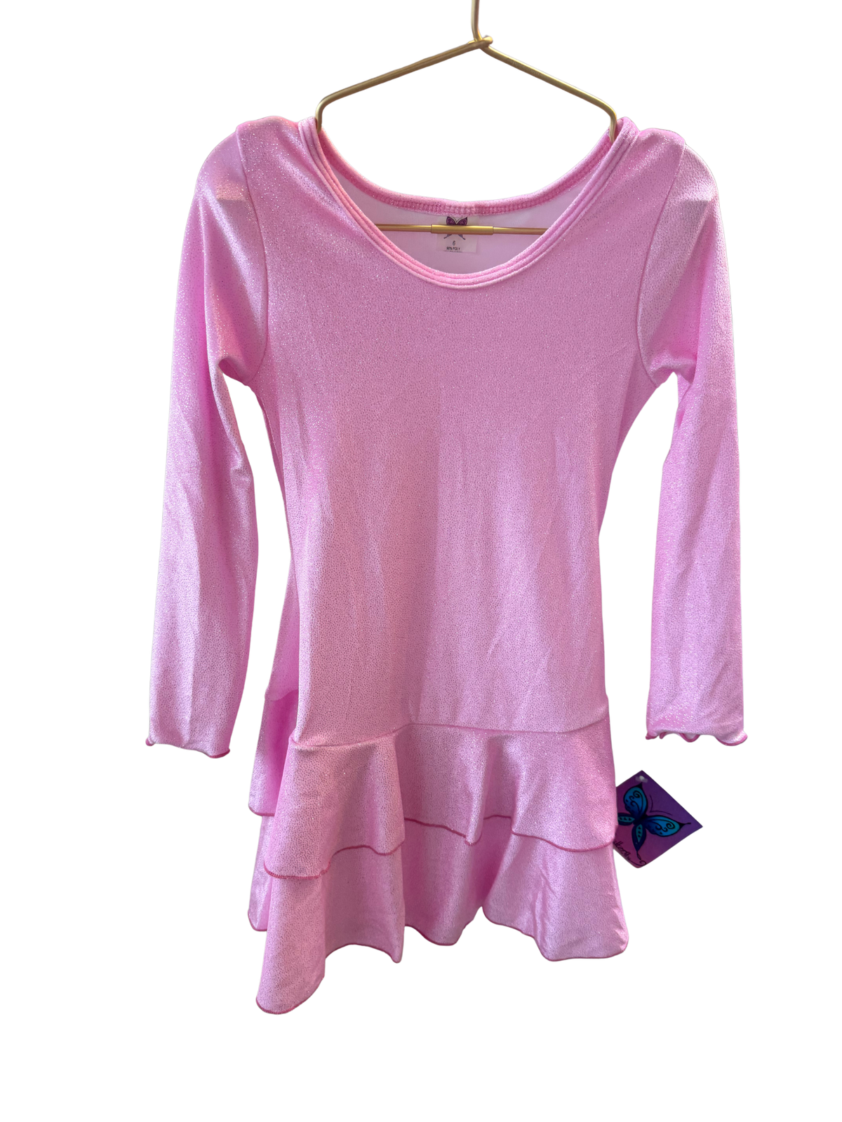 Social Butterfly L/S Glitter Ruffle Dress