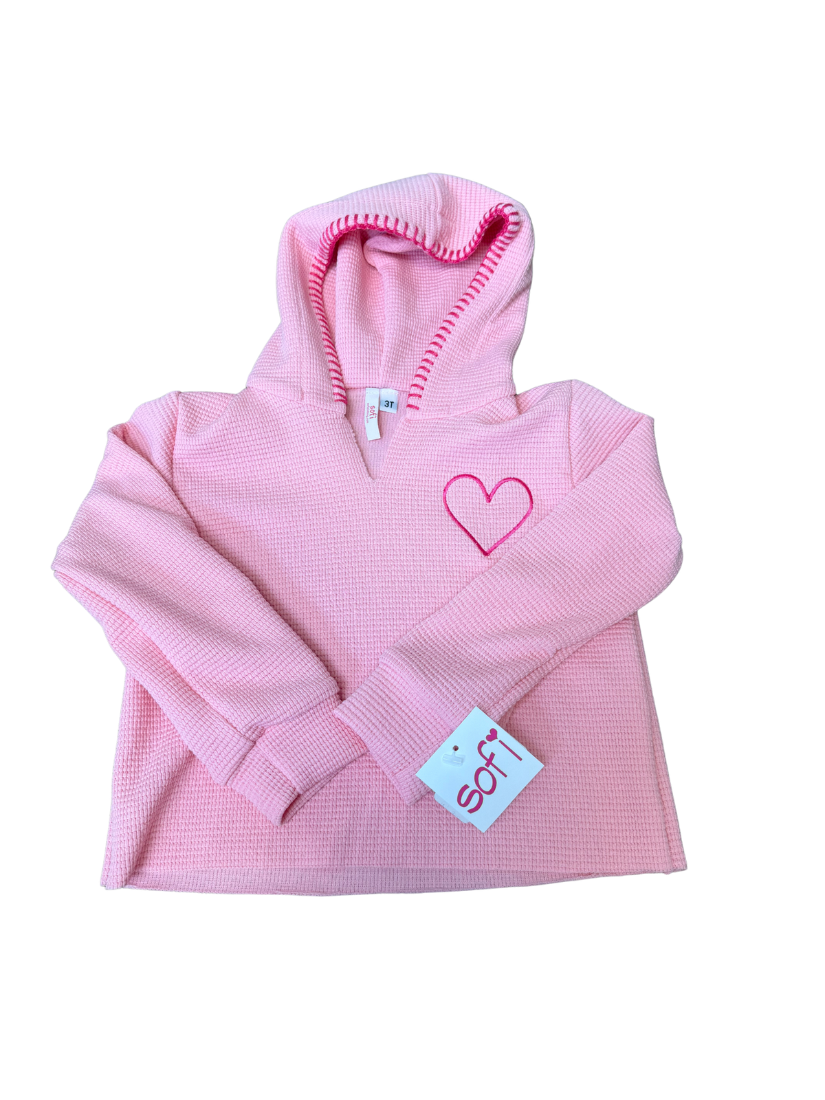 Sofi Pink Hood Stitch Heart Top