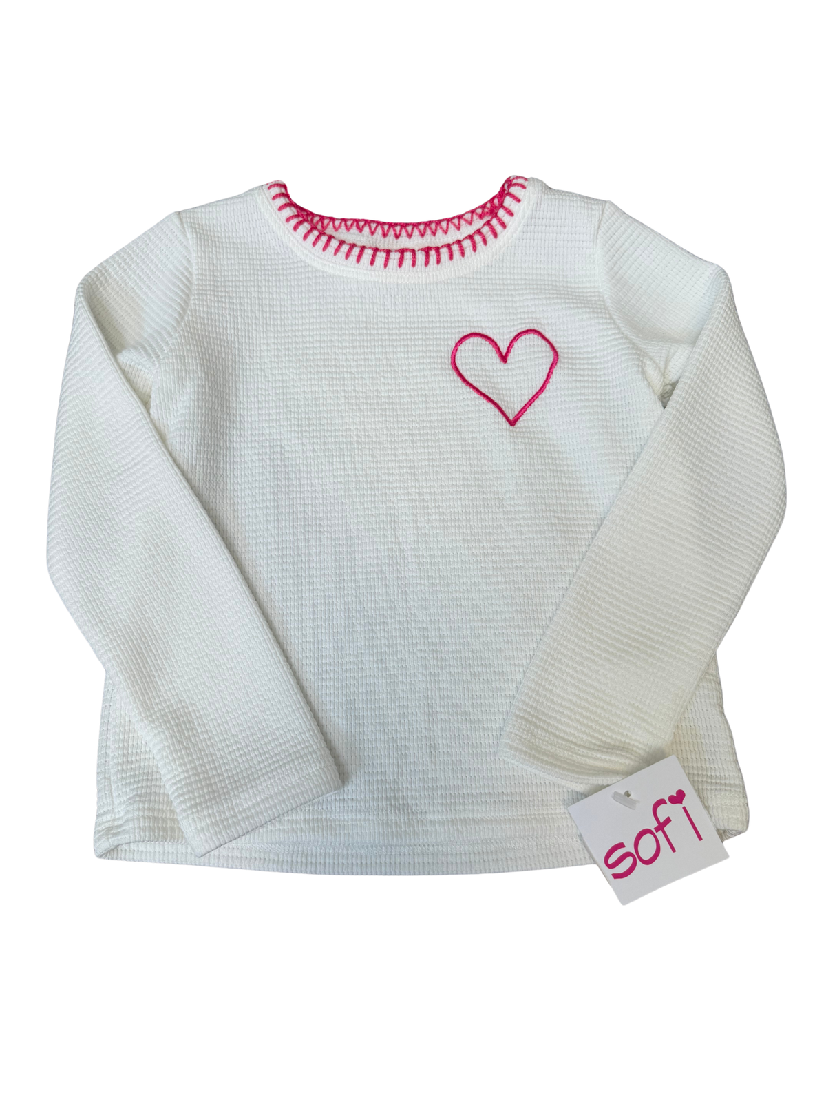 Sofi White T-Shirt w/stitch & Heart