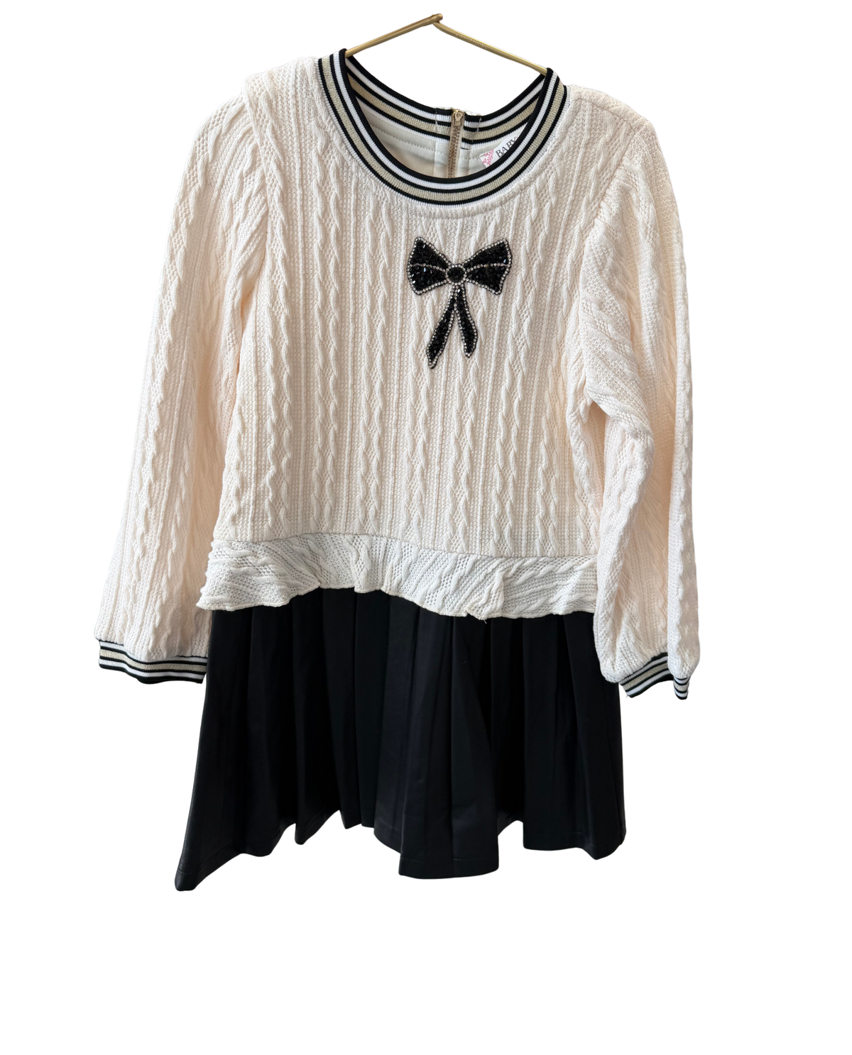 Baby Sara Faux Leather Pleated Dress