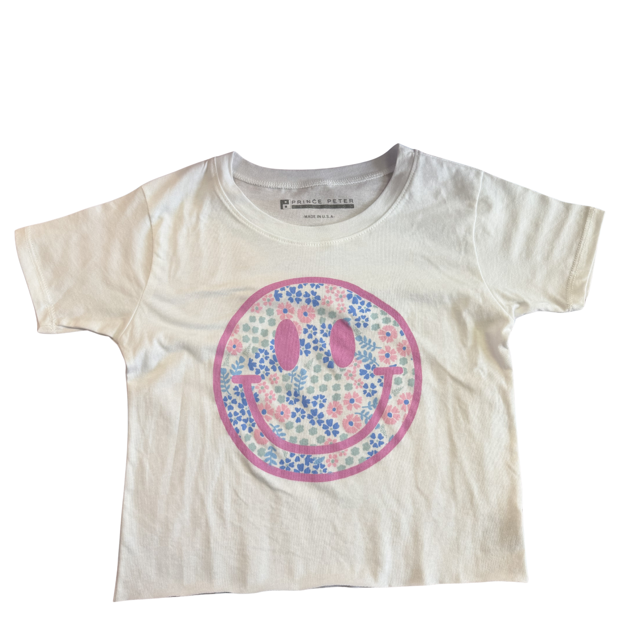 Prince Peter Pastel Smiley Face Crop Tee