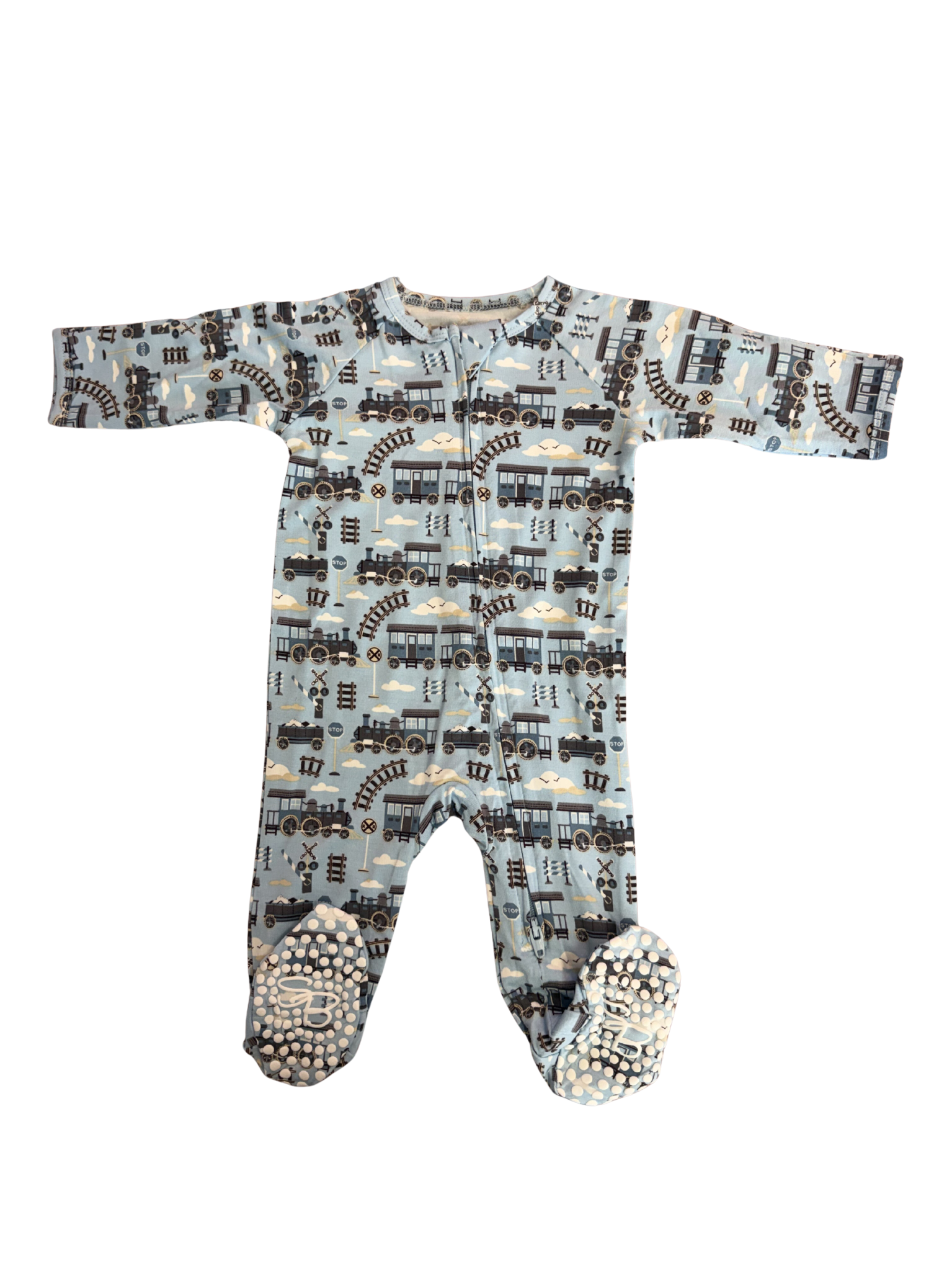 Sweet Bamboo Choo Choo Zipper Footie