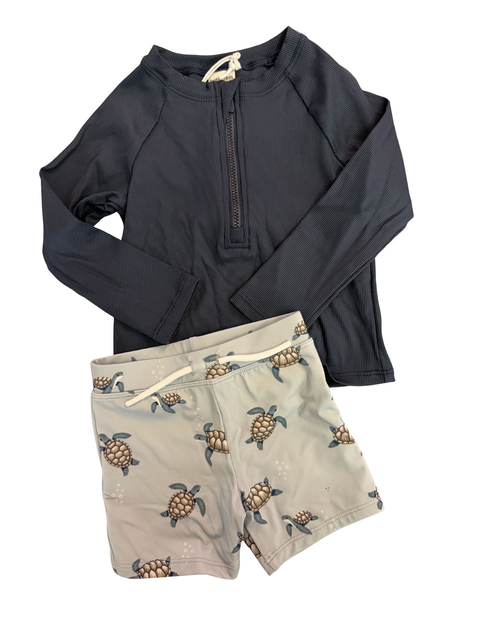 Petite Lem Navy Rashguard + Turtle Bottom