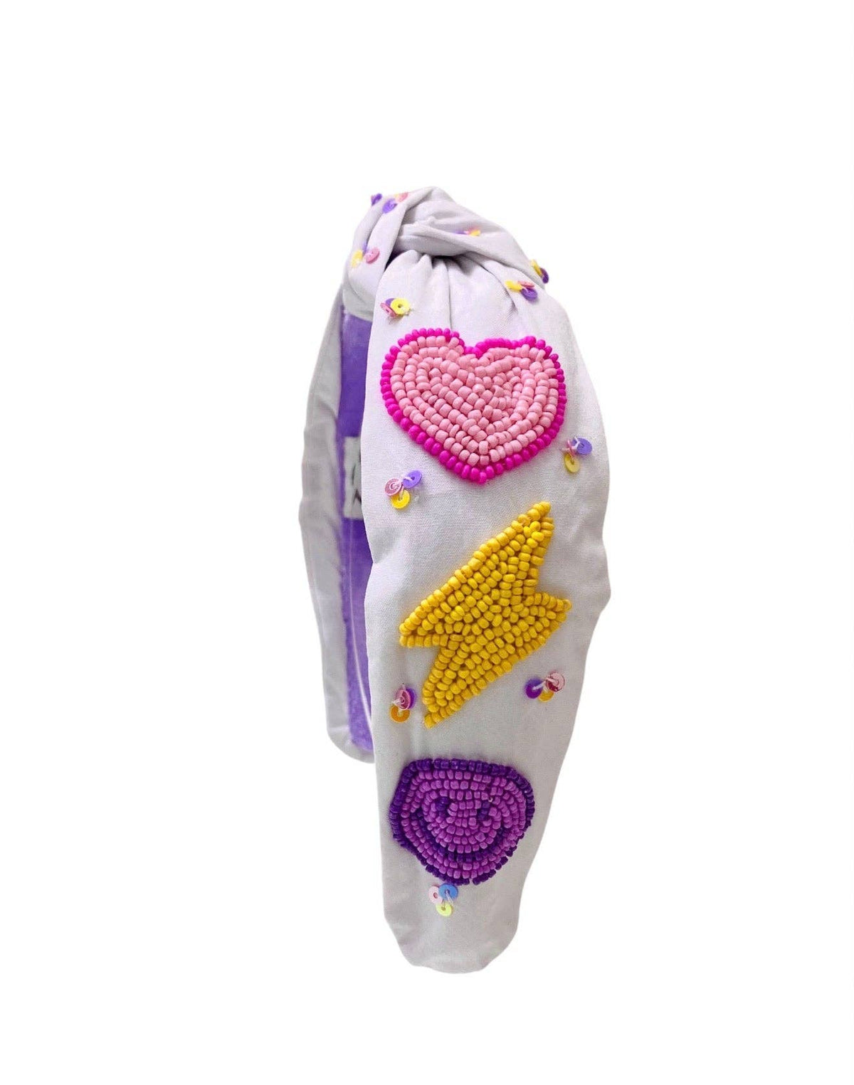 The Heady Chic Beaded Smiley Heart and Lightning Bolt Headband