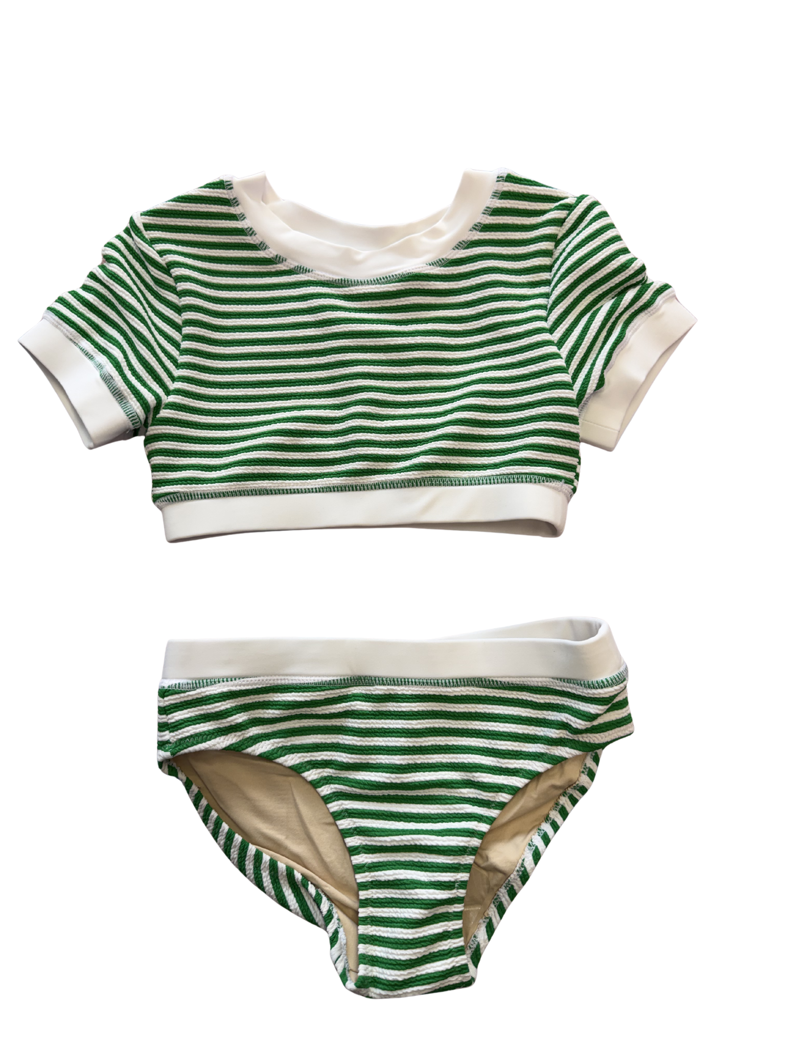 Shade Critters Ribbed Crop SS Green Stripe