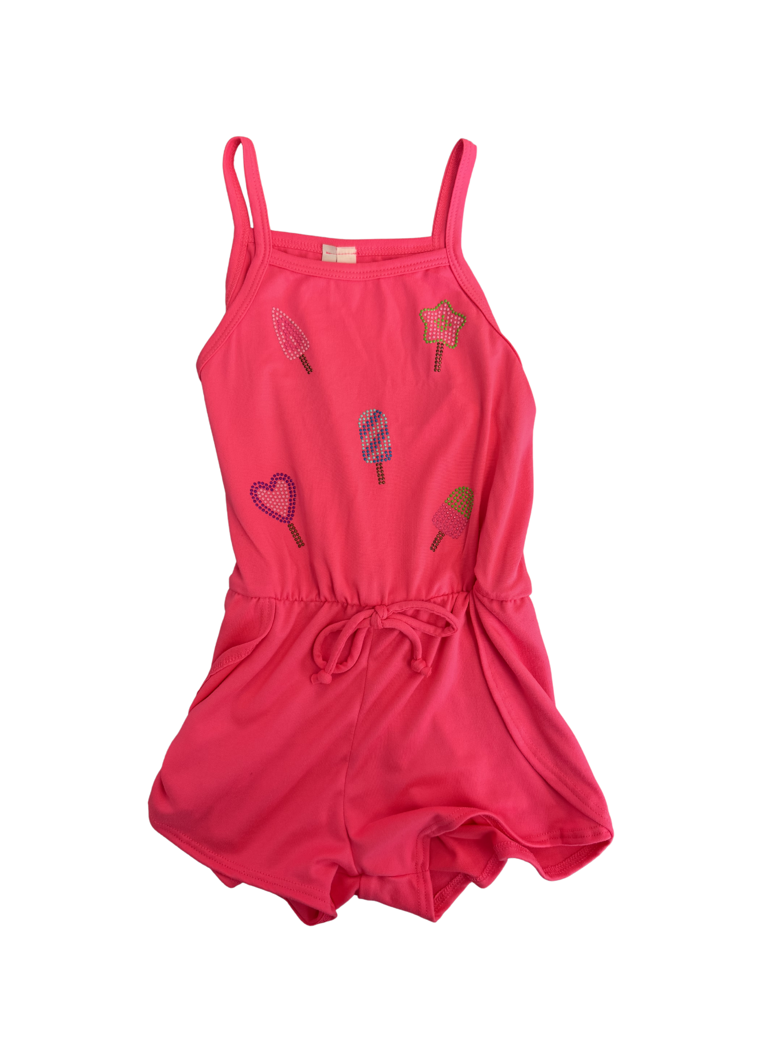 Sofi Neon Pink Rhinestone Popsicle Romper