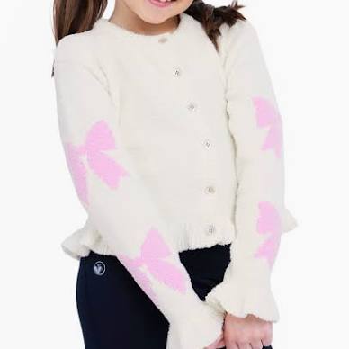 Preppy Goose Ivory Cardigan Bow Sweater