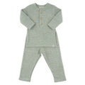 Oh Baby Honeycomb Henley Elbow Patch 2pc Set Spruce