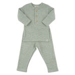 Oh Baby Honeycomb Henley Elbow Patch 2pc Set Spruce