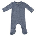 Oh Baby Honeycomb Zipper-Footie with Pockets - Denim