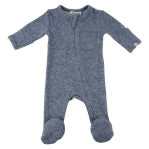Oh Baby Honeycomb Zipper-Footie with Pockets - Denim